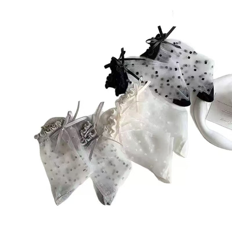 🧦 Official Store – Breathable Ice Silk Socks with Polka Dot Pattern