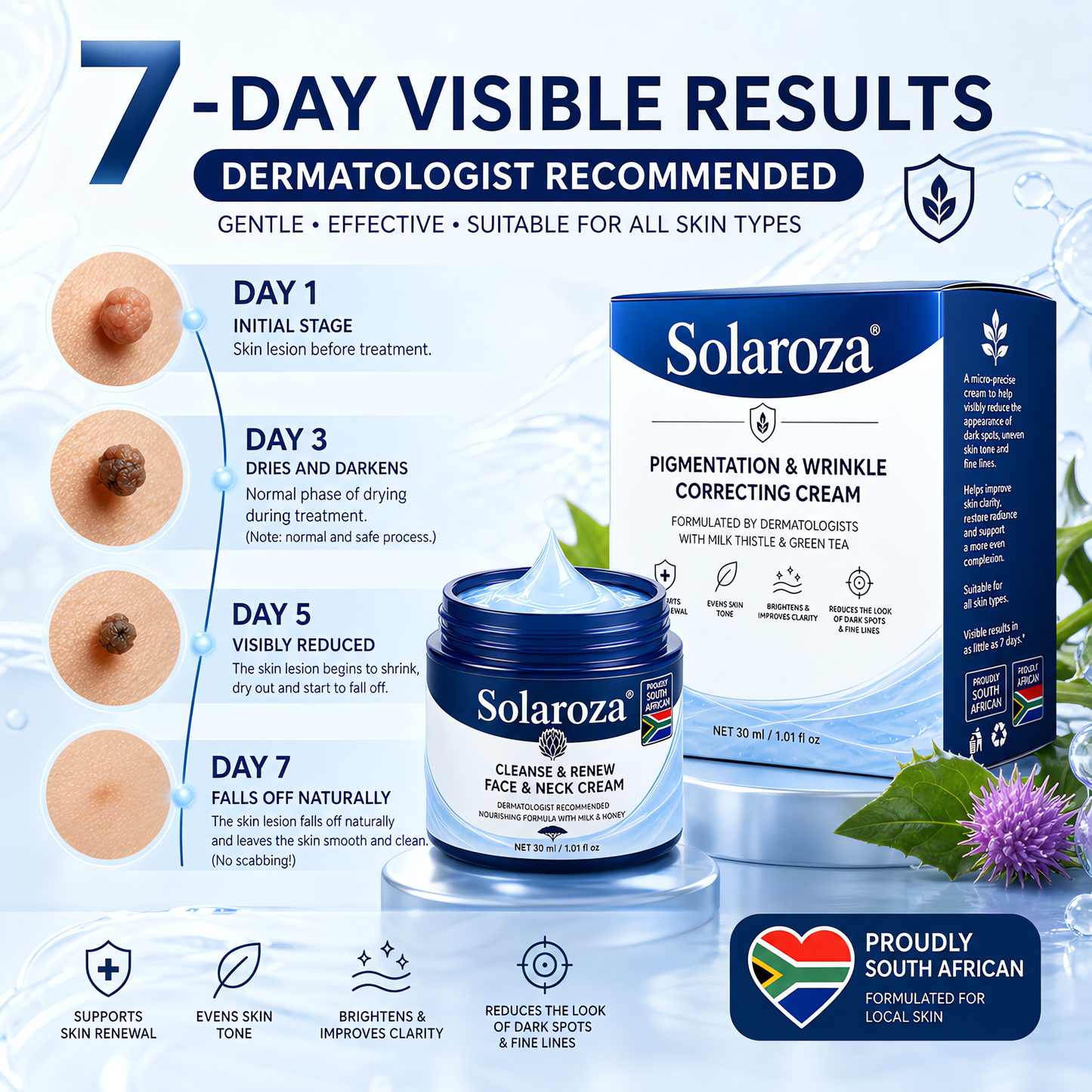 🧑‍⚕️ 𝐒𝐨𝐥𝐚𝐫𝐨𝐳𝐚® 7-Day Skin Tag & Pigmentation Removal Cream (Painless Formula – Scar-Free) 🇿🇦